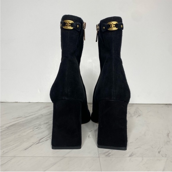 Sam Edelman Irie Black Suede Square Toe Heeled Bootie 8M - Picture 3 of 7